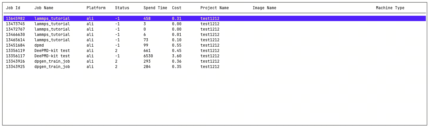 bohrctl job list